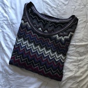 Shimmery GUESS 3/4 Sleeve Chevron Sweater